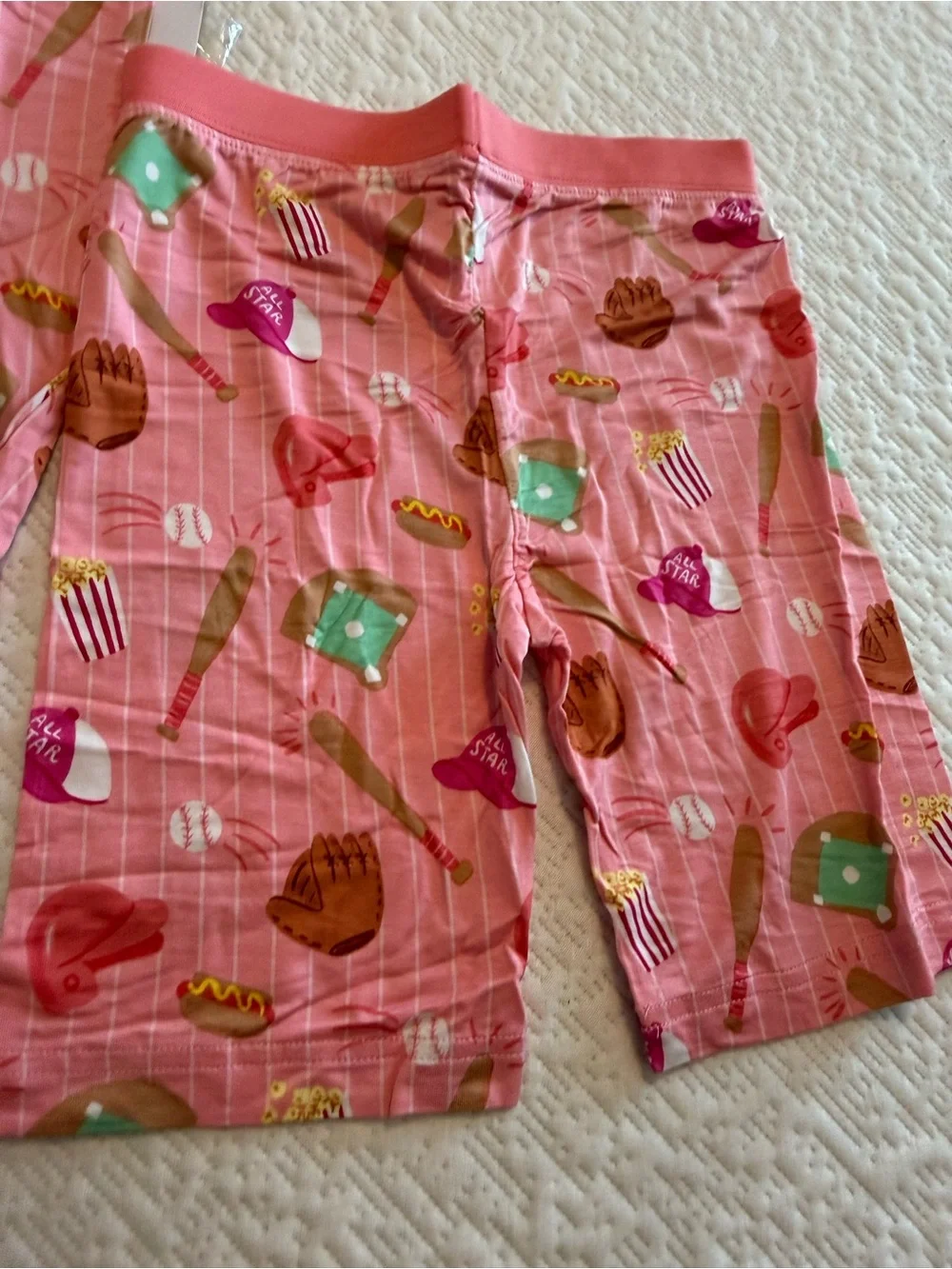 Little Sleepies Pink Baseball Icons Short Pajama Set size 7–8 All Stars